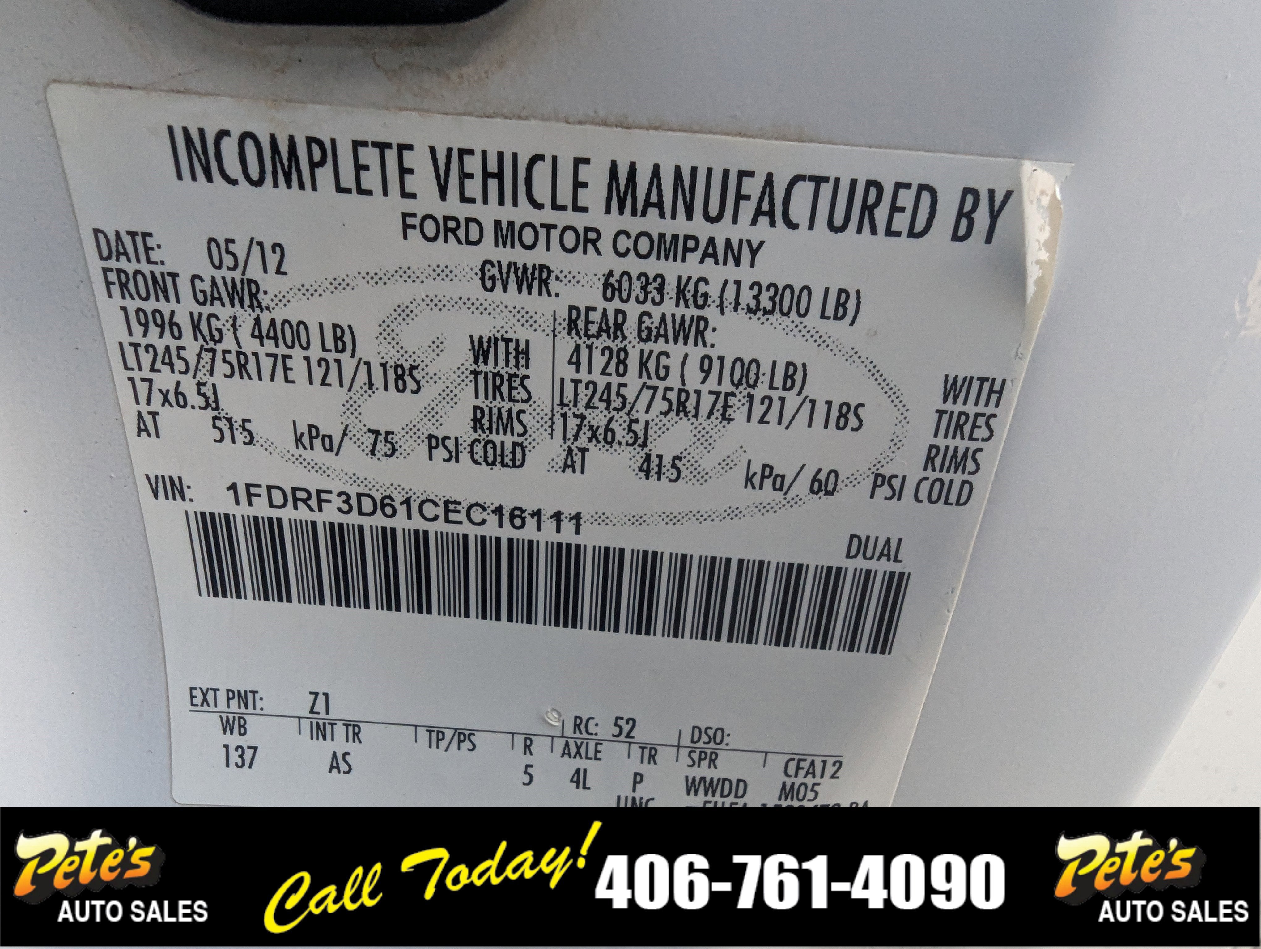 2012 Ford Super Duty F-350 DRW XL Utility Box